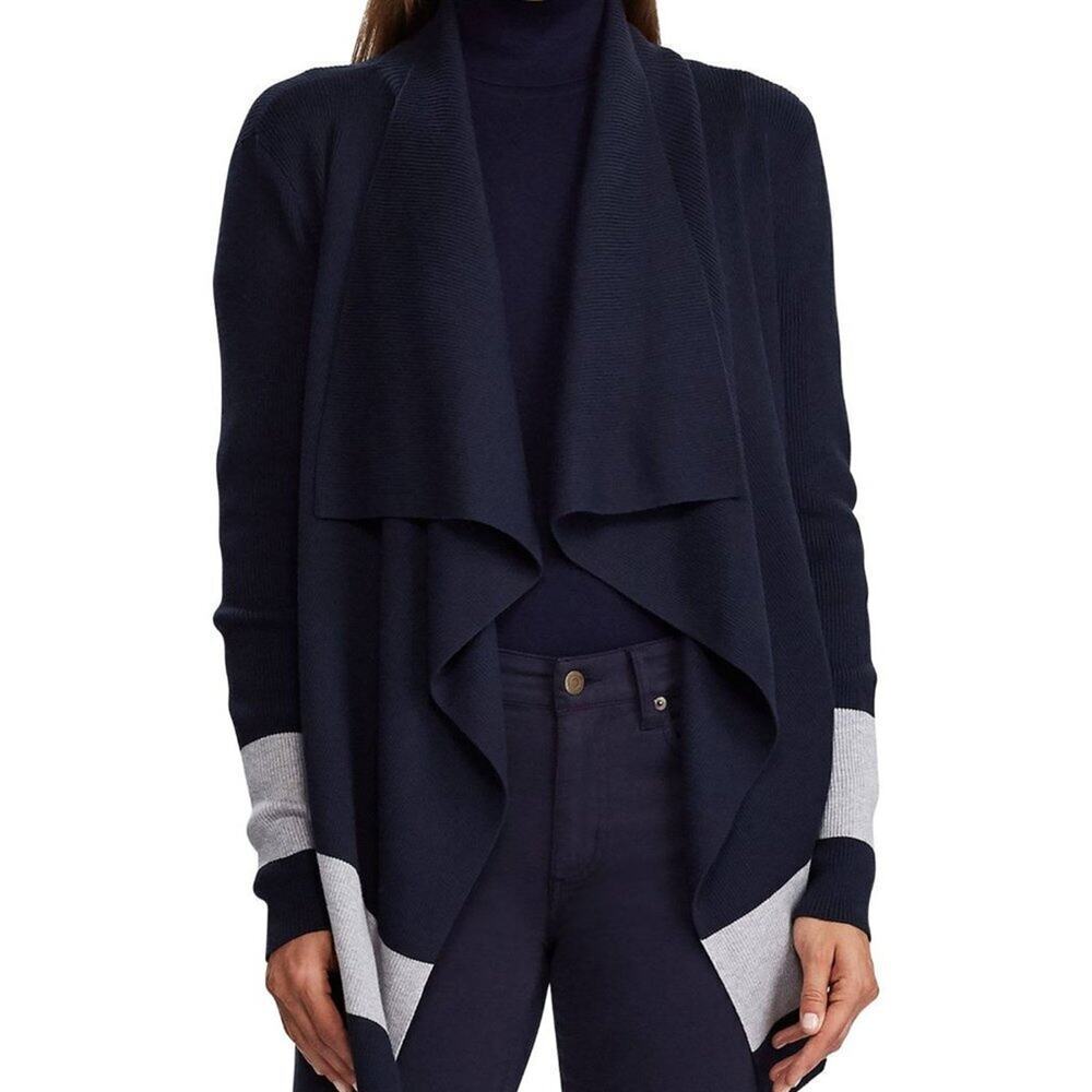 LAUREN RALPH LAUREN COLOR BLOCK SWEATER  BLUE &  GRAY SIZE M